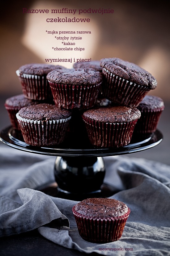Razowe_muffiny_podwójnie_czekoladowe_1 Razowe muffiny podwójnie czekoladowe